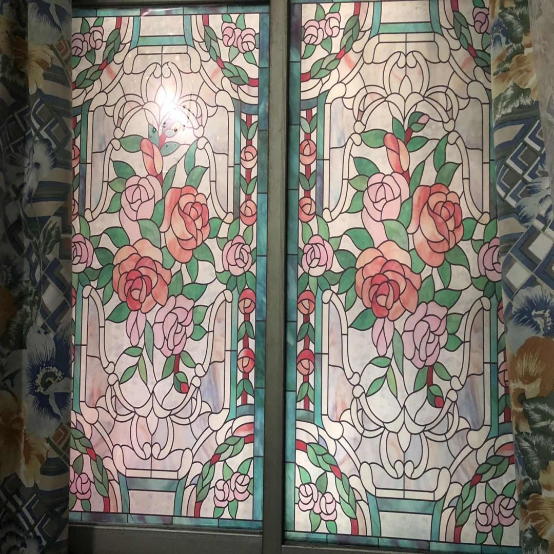 北京欧式文艺复古教堂玻璃艺术彩色装饰膜定制